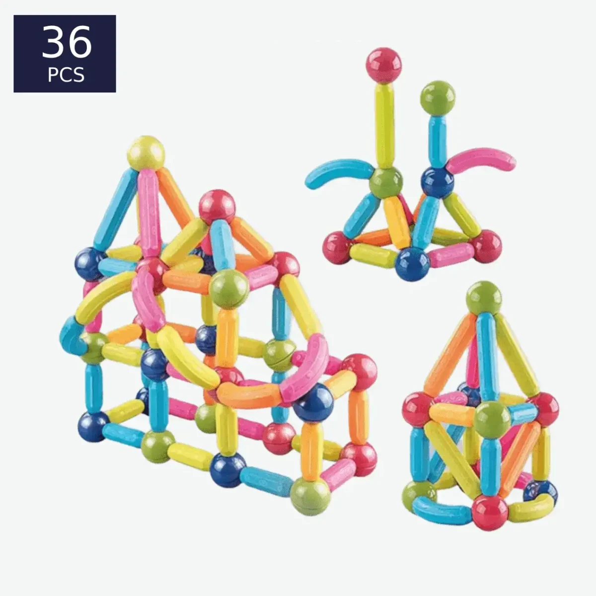 3D Building Magnetic Sticks 36 Pcs